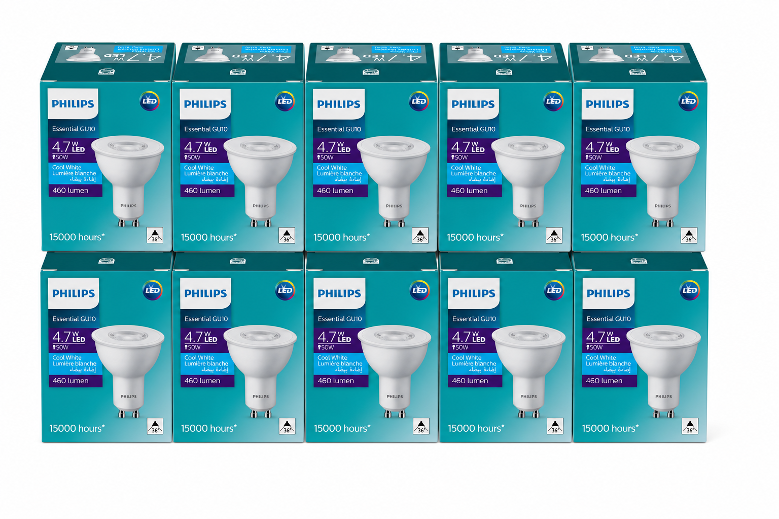 Essential LED 50W GU10 865 Cool White 36D ND- 10 Pack - Image 2