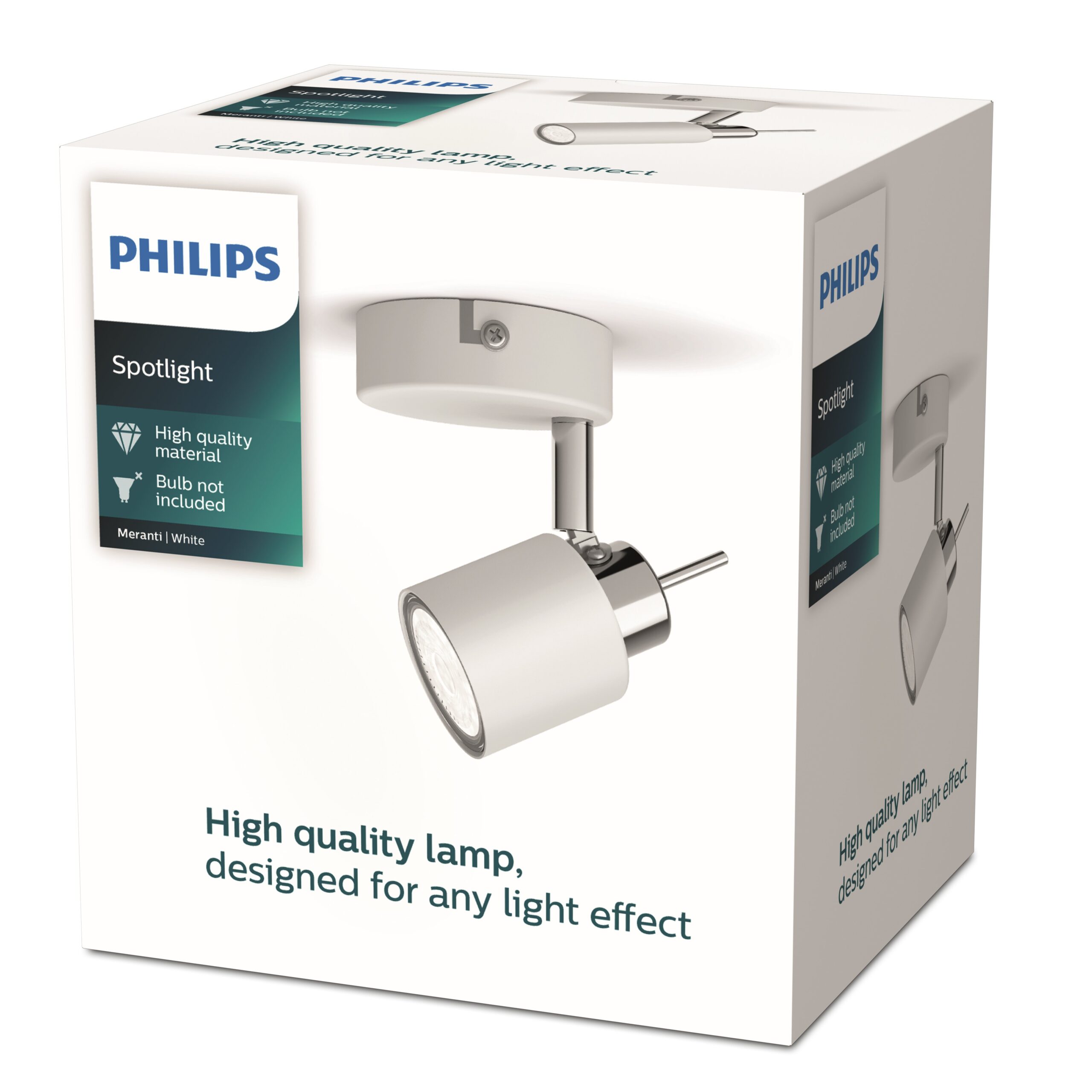 Philips Meranti Single Spot White 1xGU10 Build-On Spotlight - Image 2