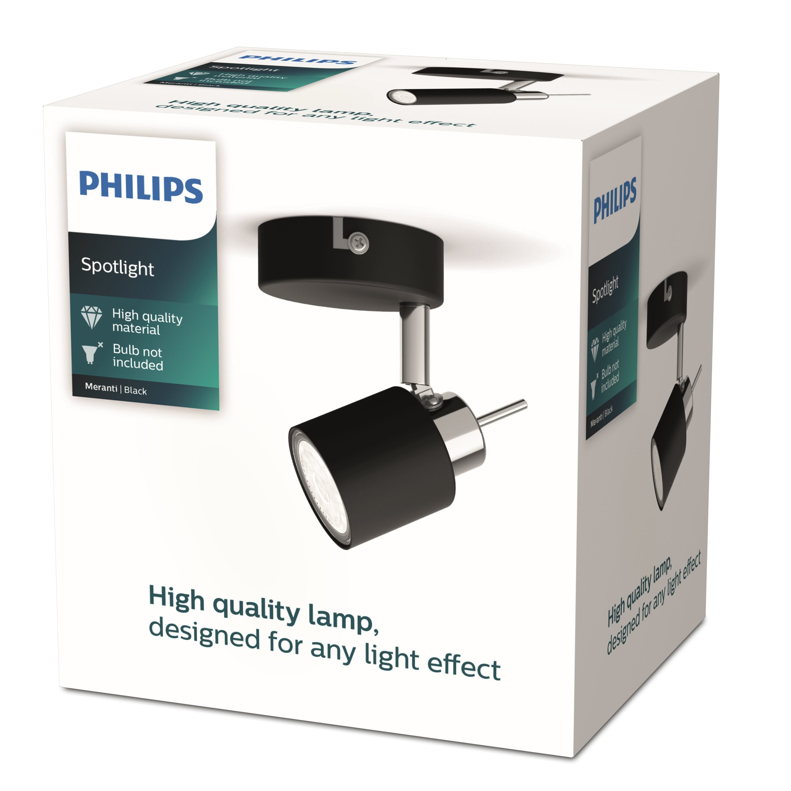 Philips Meranti Single Spot Black 1xGU10 Build-On Spotlight - Image 2