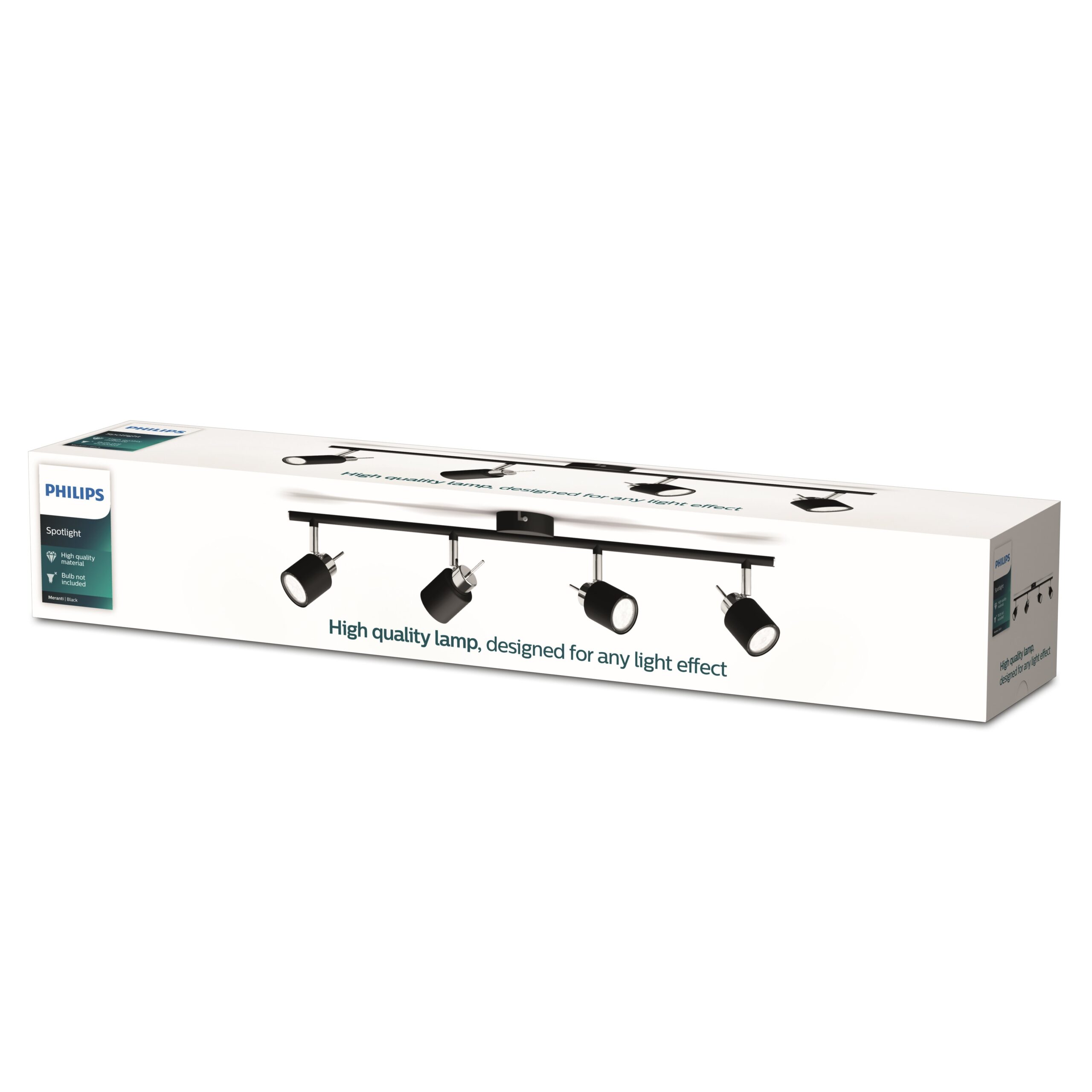 Philips Meranti Bar/Tube Black 4xGU10 Build-On Spotlight