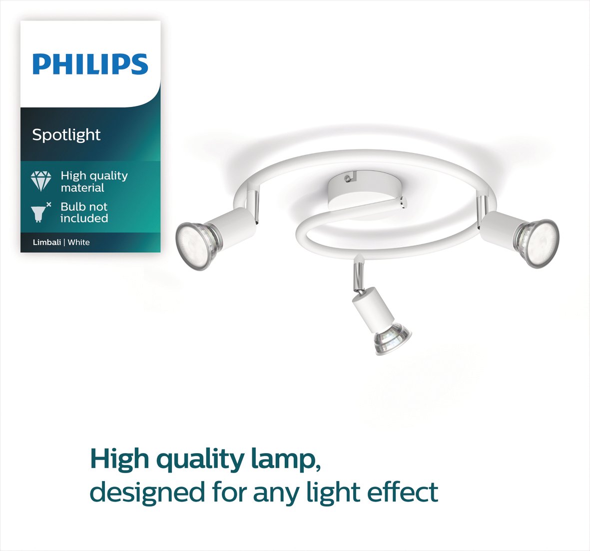Philips Limbali Plate/Spiral White 3xGU10 Build-On Spotlight
