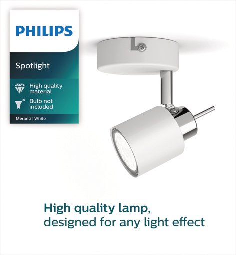 Philips Meranti Single Spot White 1xGU10 Build-On Spotlight